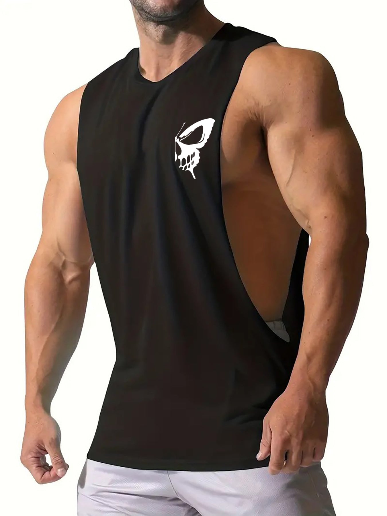 [Quick-Dry Muscle Tank Tops] Men's Sleeveless Muscle Tank Tops Quick-Dry Sports Fitness Gym Athletic Crew Neck Knit Fabric - Polyester & Spandex Blend, Breathable Print Design Summer Workout Tanks - B01#87