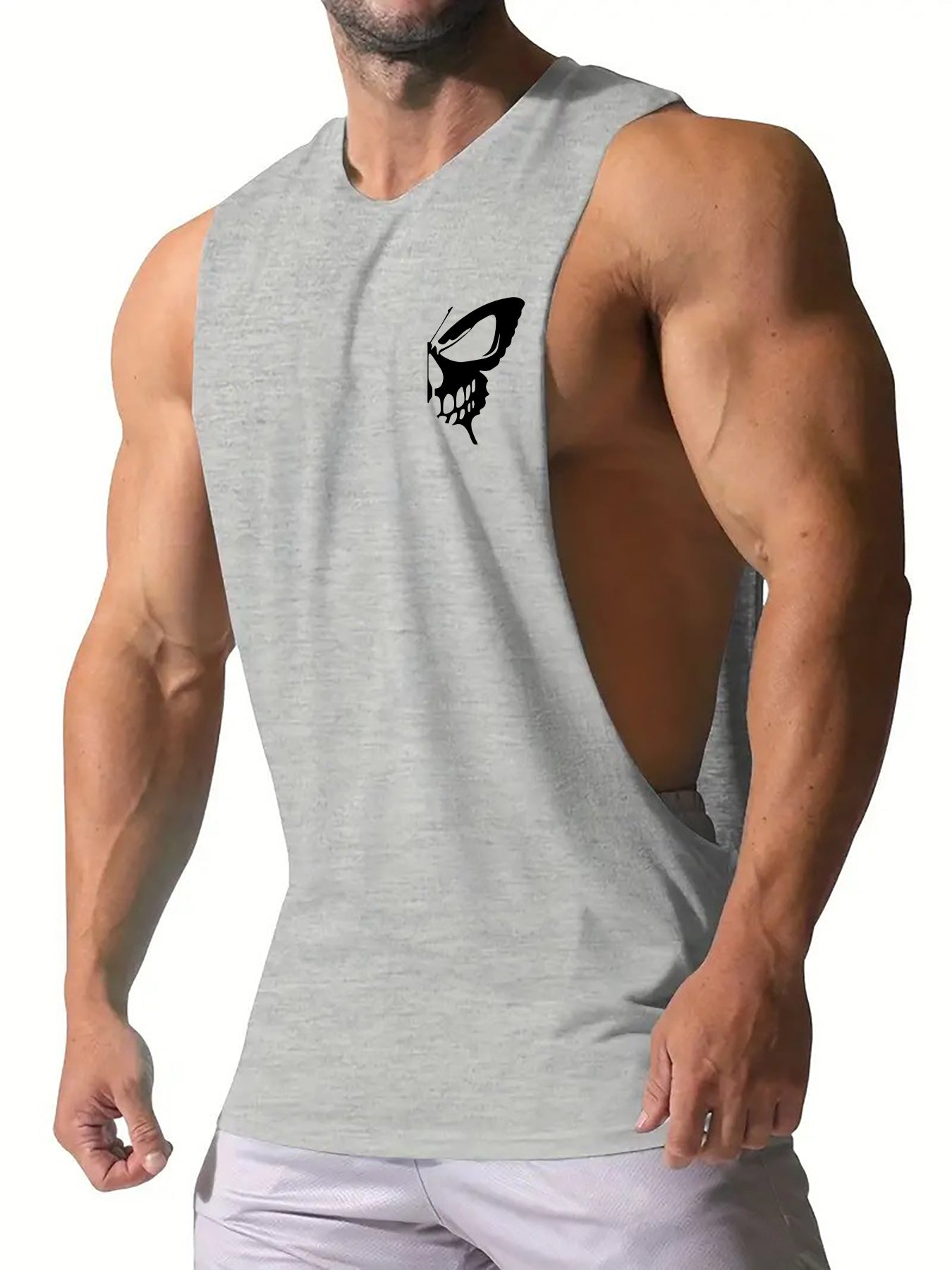 [Quick-Dry Muscle Tank Tops] Men's Sleeveless Muscle Tank Tops Quick-Dry Sports Fitness Gym Athletic Crew Neck Knit Fabric - Polyester & Spandex Blend, Breathable Print Design Summer Workout Tanks - B01#87