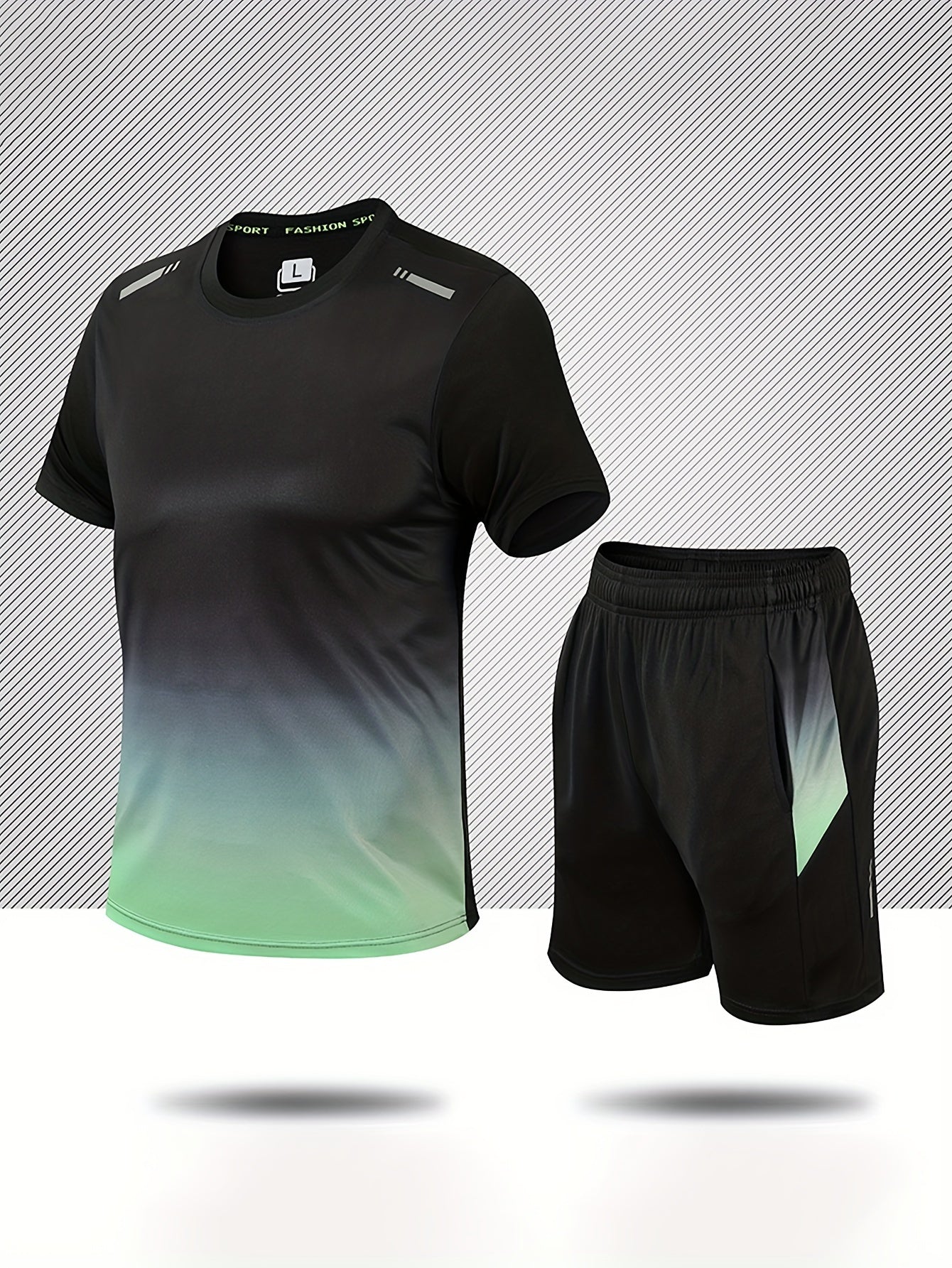 6-Piece Men's Basketball & Running Set – Gradient Tee & Quick-Dry Shorts