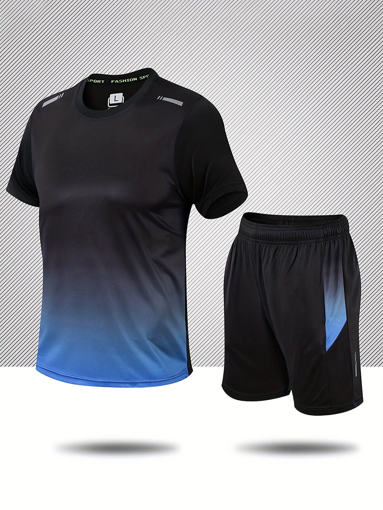 6-Piece Men's Basketball & Running Set – Gradient Tee & Quick-Dry Shorts