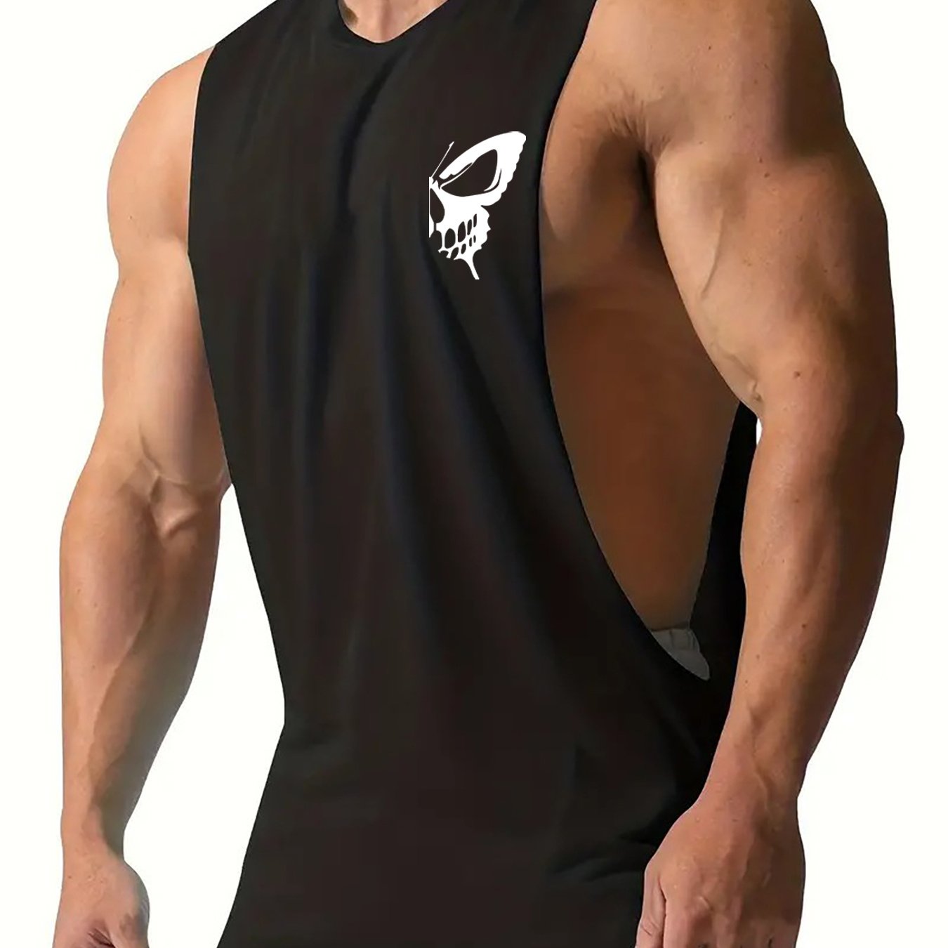 [Quick-Dry Muscle Tank Tops] Men's Sleeveless Muscle Tank Tops Quick-Dry Sports Fitness Gym Athletic Crew Neck Knit Fabric - Polyester & Spandex Blend, Breathable Print Design Summer Workout Tanks - B01#87