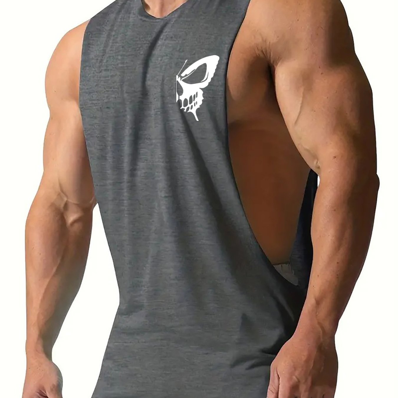 [Quick-Dry Muscle Tank Tops] Men's Sleeveless Muscle Tank Tops Quick-Dry Sports Fitness Gym Athletic Crew Neck Knit Fabric - Polyester & Spandex Blend, Breathable Print Design Summer Workout Tanks - B01#87