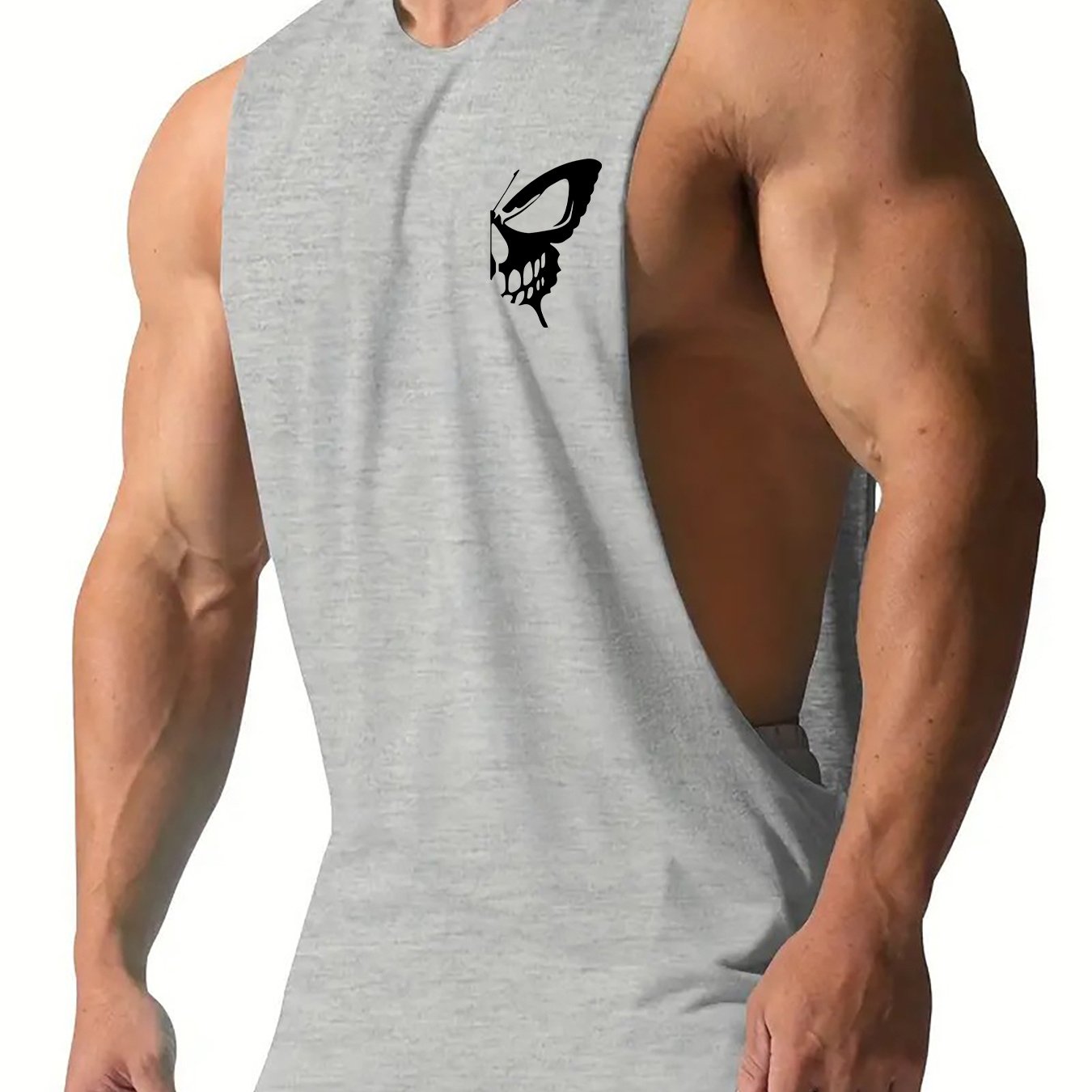 [Quick-Dry Muscle Tank Tops] Men's Sleeveless Muscle Tank Tops Quick-Dry Sports Fitness Gym Athletic Crew Neck Knit Fabric - Polyester & Spandex Blend, Breathable Print Design Summer Workout Tanks - B01#87