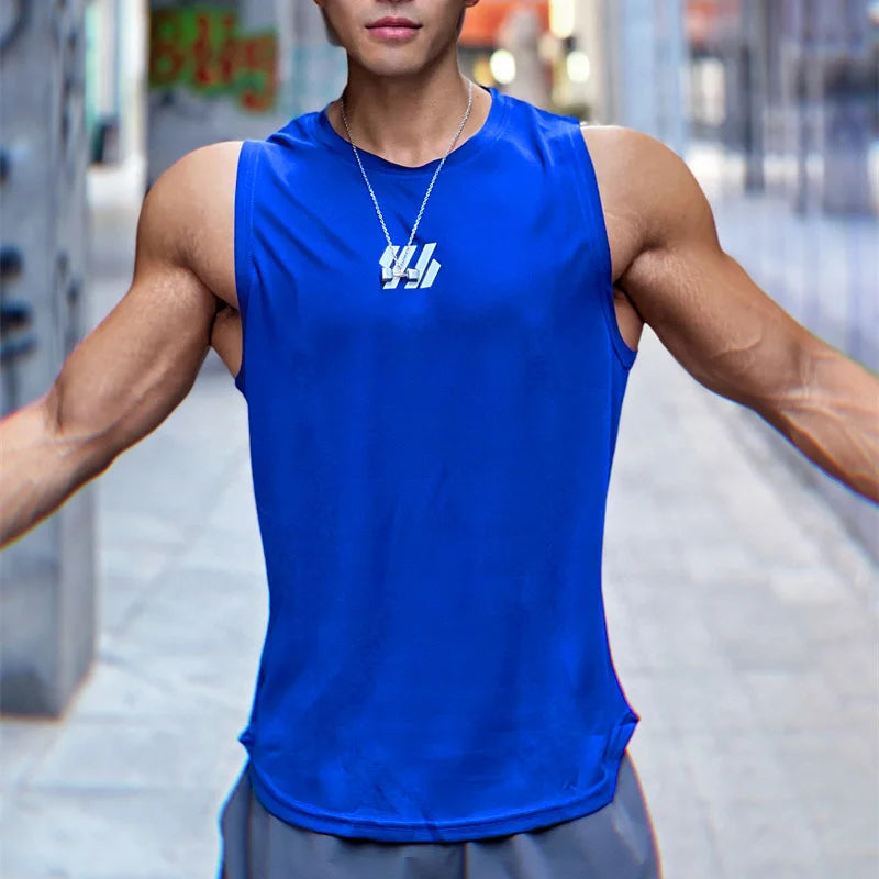 2024 newest Summer Gym Vest High Quality mesh Shirt Sleeveless T-shirts Men Tank Tops running Fitness Sports Vest men Clothing