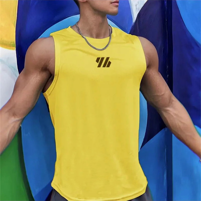 2024 newest Summer Gym Vest High Quality mesh Shirt Sleeveless T-shirts Men Tank Tops running Fitness Sports Vest men Clothing