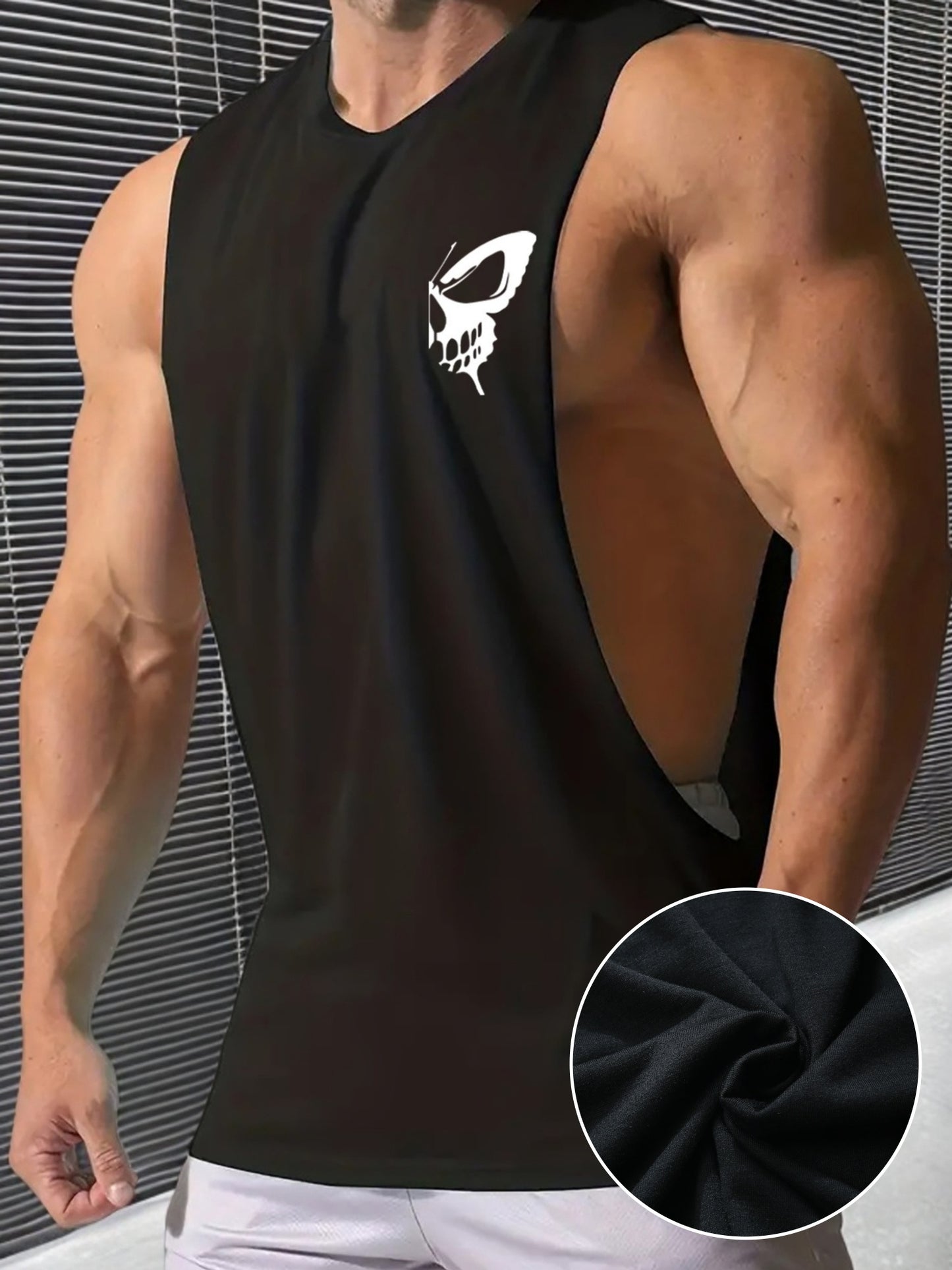 [Quick-Dry Muscle Tank Tops] Men's Sleeveless Muscle Tank Tops Quick-Dry Sports Fitness Gym Athletic Crew Neck Knit Fabric - Polyester & Spandex Blend, Breathable Print Design Summer Workout Tanks - B01#87