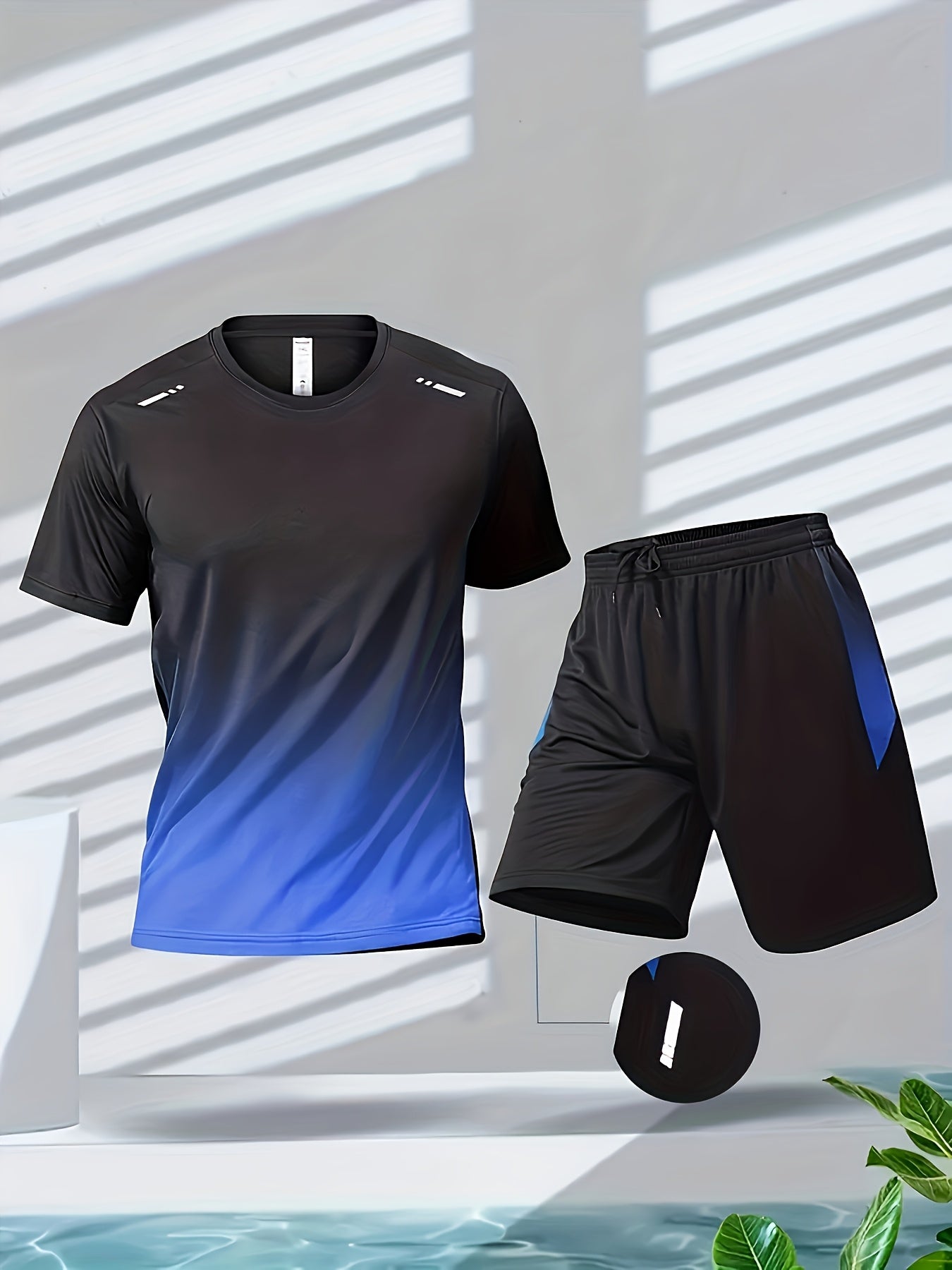 6-Piece Men's Basketball & Running Set – Gradient Tee & Quick-Dry Shorts